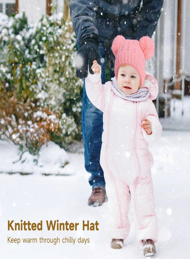 NIMBLOOM 4 Pcs Knitted Winter Hat for Little One, Double Pom Beanie with Soft Knit Fabric, Warm and Breathable, Fits 0–3 Years, Cozy Cold Weather Hat for Little One, Multiple Colors Multicolor - Image 2