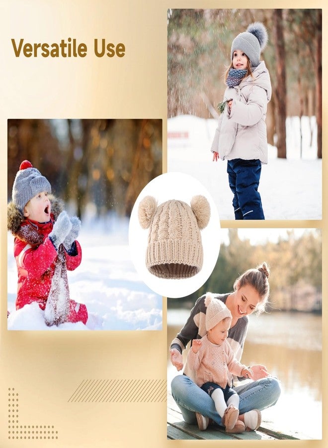 NIMBLOOM 4 Pcs Knitted Winter Hat for Little One, Double Pom Beanie with Soft Knit Fabric, Warm and Breathable, Fits 0–3 Years, Cozy Cold Weather Hat for Little One, Multiple Colors Multicolor - Image 5