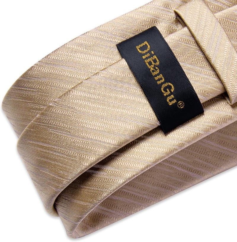 DiBanGu Mens Silk Necktie Solid Color Tie and Pocket Square Cufflink Tie Clip Set Woven Plain Ties for Men Wedding Party - Image 5