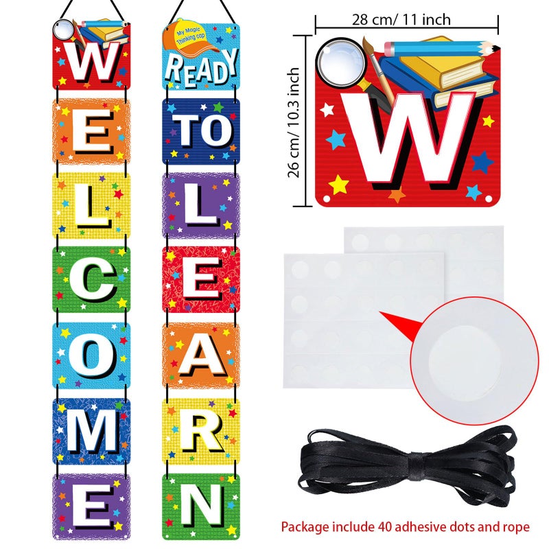 Blulu Back to School Banner Welcome Banner for First Day of School Welcome Ready to Learn Party Supplies Photo Props for Kindergarten Primary Decoration (Classic) - Image 2