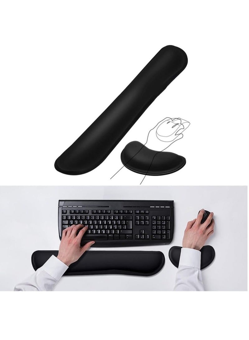 DUNISO Keyboard Mouse Wrist Rest Pad, Memory Foam Wrist Pad for Keyboard, Wrist Support Suitable For Office, Computer, Laptop, Mac, Comfortable, Lightweight For Easy Typing Pain Relief Black - Image 2