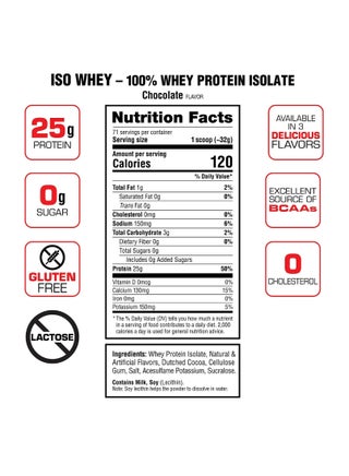 ISO Whey Isolate Protein Chocolate 5 lb 2268g - view 4