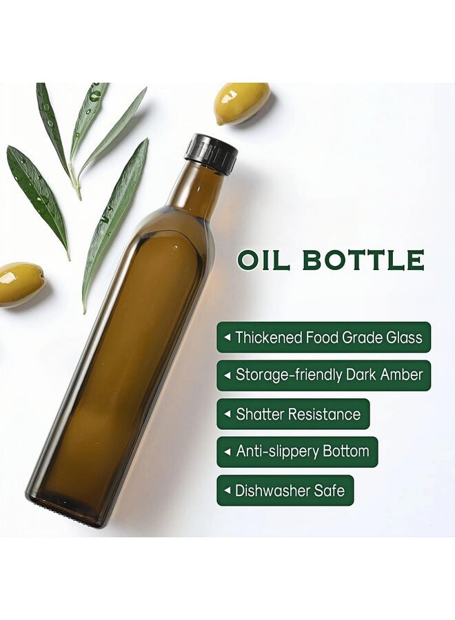 LAMAY 17oz Glass Olive Oil Bottle Dispenser - 500ml Green Oil and Vinegar Cruet with Pourers and Funnel - Carafe Decanter for Kitchen - Image 3