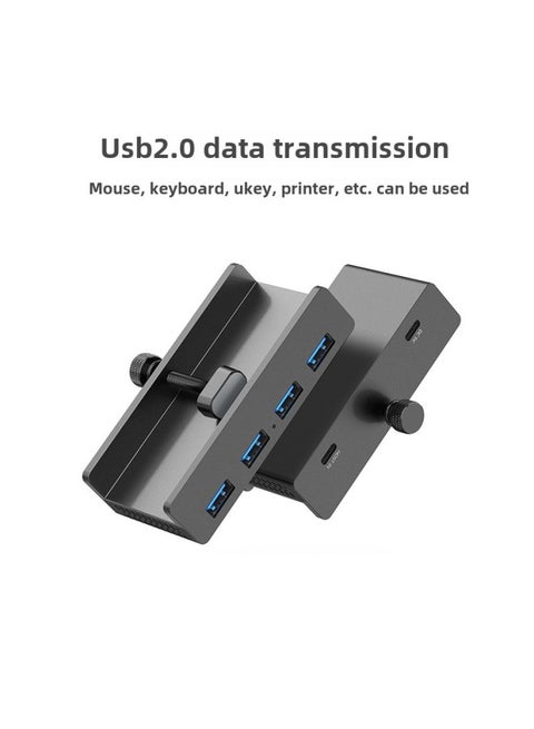 USB3.0 Desktop Multi-port Hub Fixed Clip Splitter TypeC Docking Station Card Reader With Power Supply-Number Of Interfaces:4a (usb2.0)-black Without Cable