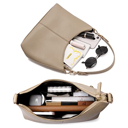 Keyli Women's Soft PU Leather Shoulder Handbag, Khaki, 11"L x 4.5"W x 9"H - Image 4