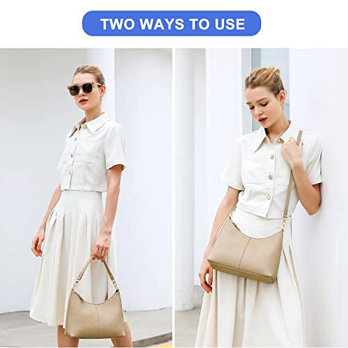 Keyli Women's Soft PU Leather Shoulder Handbag, Khaki, 11"L x 4.5"W x 9"H - Image 2