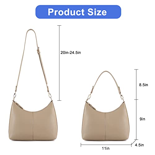 Keyli Women's Soft PU Leather Shoulder Handbag, Khaki, 11"L x 4.5"W x 9"H - Image 3