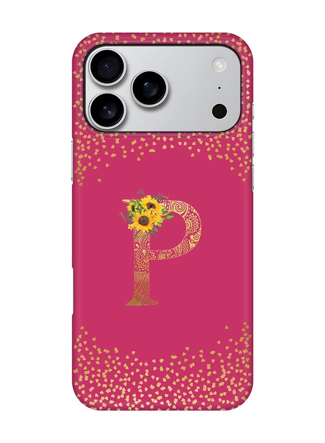Stylizedd For iPhone 17 Pro Max,Case, [Compatible with MagSafe] Magnetic cover Slim fit Protection Matte, - Custom Floral Monogram - P ( Deep Pink )