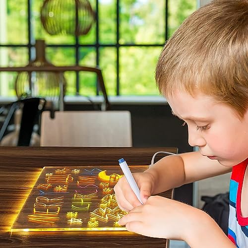 Parssufy 3D Acrylic Dry Erase Board with Light up Dry Erase Board with Stand as a Glow Memo LED Letter Message Board with 13 Pens (20X30 CM) - Image 5