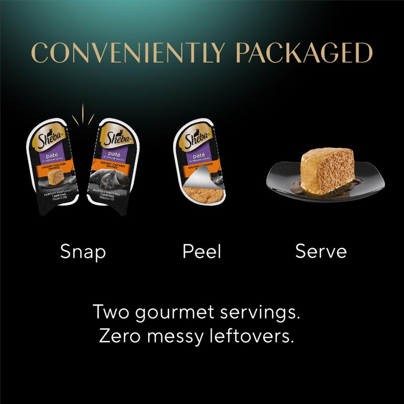 Sheba Perfect Portions Wet Cat Food Pate Savory Chicken Entree, Roasted Turkey Entree, and Tender Beef Entree Variety Pack, 2.6 oz. Twin Pack Trays (24 Count, 48 Servings) - Image 5