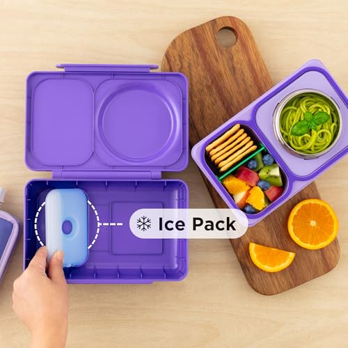 Omie OmieBox UP bento Box for Kids | Insulated Lunch Box | Leak Proof Vacuum Insulated Thermal Food jar | Cooler ice Pack | 2 Compartments (Galaxy Purple) - Image 3