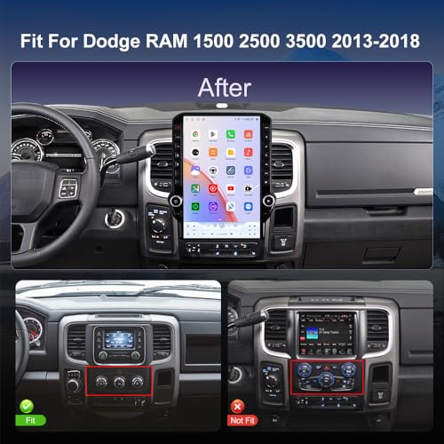 Fuosuc 4G 14.5inch Radio for Dodge RAM 1500/2500/3500 2013-2018 Upgrade,8-Core Qualcomm CPU QLED Touch Screen Stereo,CarPlay & Android Auto (Manual AC only!) - Image 2