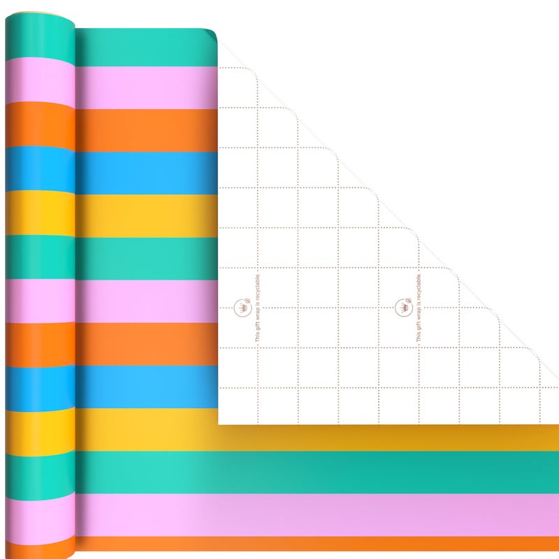 Hallmark Birthday Wrapping Paper Mini Rolls, 3-Pack (Rainbow Block Letters, Stripes, Exclamation Points) for Birthdays, Graduations, Celebrations, Any Occasion - 45 Sq. Ft. Total - Image 5