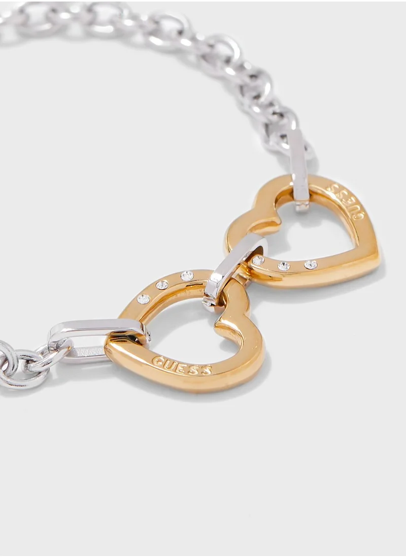 جس Heart Chain Detailed Bracelet