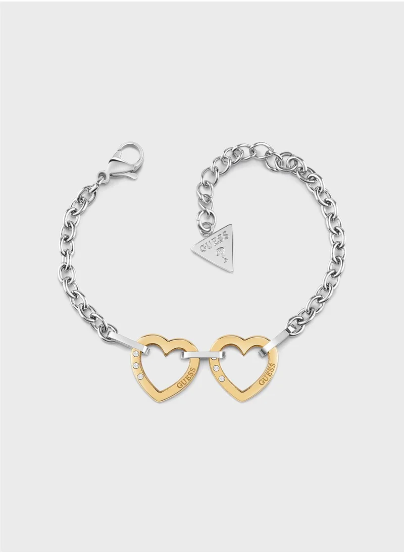 جس Heart Chain Detailed Bracelet