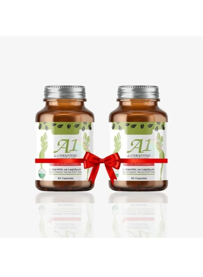 HHS A1 L-Carnitine and Lepidium Dietary Supplement to support weight loss, suppress appetite, and stimulate fat burning. Two packs of 60 capsules. - Image 2