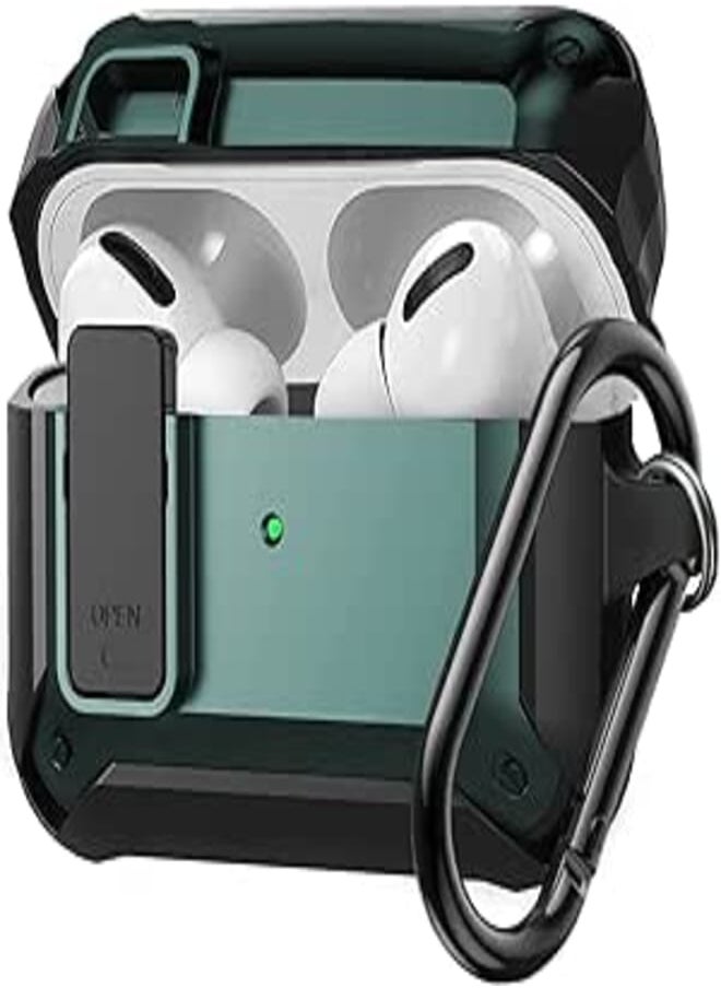 Olytop Olytop for Airpods Pro 2/1 Case Cover 2019/2022/2023, [Secure Lock] Armor Case for Apple Airpod Pros 2nd/1st Generation- Rugged Cool Protective Cover Men Shockproof Skin with Carabiner - B/Army Green 
