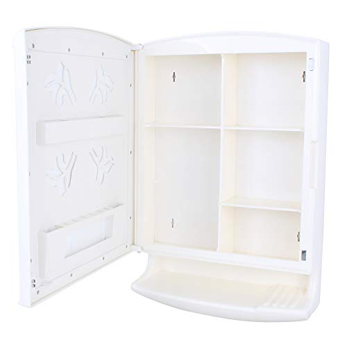 GRAZIA ABS Bathroom Cabinet with Mirror Pride, Bathroom Shelves | Storage Organiser | Single Door | Storage for Medicine, Makeup, Toiletries Ivory, 546.1 x 342.6 x 127 mm - Image 4