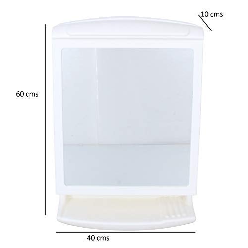 GRAZIA ABS Bathroom Cabinet with Mirror Pride, Bathroom Shelves | Storage Organiser | Single Door | Storage for Medicine, Makeup, Toiletries Ivory, 546.1 x 342.6 x 127 mm - Image 2