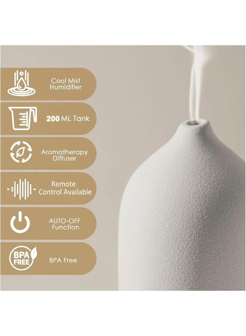 Llzzichu 200ML Ceramic Essential Oil Diffuser - Ultrasonic Aromatherapy & Humidifier with 7-Color LED Lights,Ceramic Aroma Diffuser, Essential Oil Fragrance Diffuser, Auto Shut-Off, Wood Grain Base, 1H/3H/5H Timer | Scent for Home, Office, Yoga - Image 5