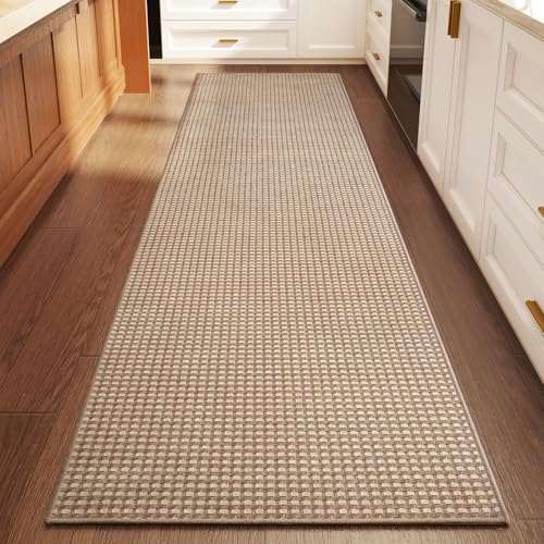 YDKGL 2x6 ft Kitchen Runner Rug Mat Non Slip Boho Woven Hallway Runner Washable Soft Long Entryway Laundry Hall Floor Runners Rugs Carpet for Indoor Backdoor Bedroom Kitchen Living Room Brown - Image 1