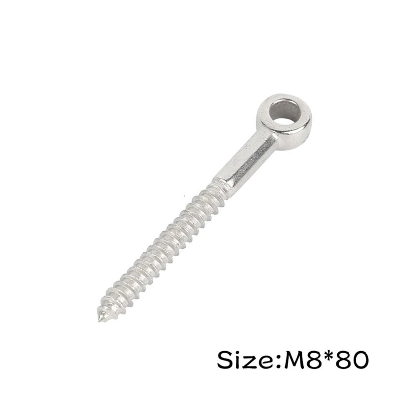 M8X80 316 Stainless Steel Eye Screws Wood Terminal Ring Eyelet Hooks 18pcs - Image 3