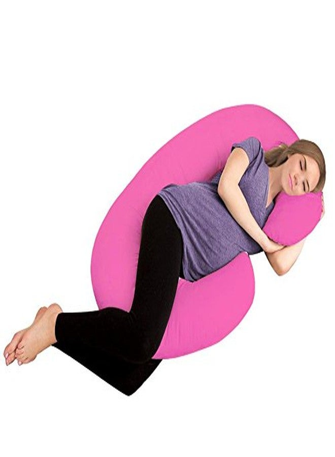 AVI Premium Multipurpose C Shaped Pregnancy Pillow/Body Pillow/Maternity Pillow with 100% Cotton Zippered Cover for Pregnant Women- Pink - Image 1