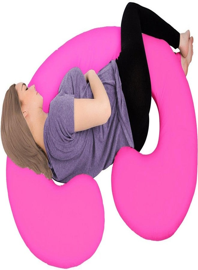 AVI Premium Multipurpose C Shaped Pregnancy Pillow/Body Pillow/Maternity Pillow with 100% Cotton Zippered Cover for Pregnant Women- Pink - Image 2