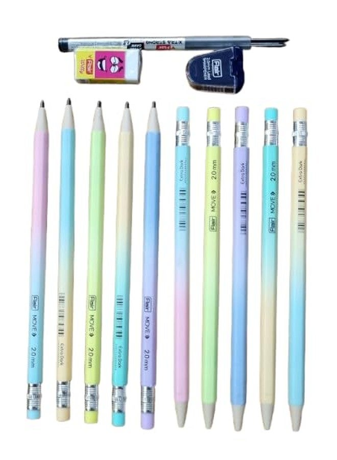 FLAIR MOVE HX 2.0mm Mechanical Pencil| Strong Extra Dark 2B Lead, Multicolor Body| Refillable, Easy To Sharpen, Wood Free| Includes 20 Pencils, 2 Pro-Sharp Sharpeners & 2 Erasers| Characters May Vary - Image 4