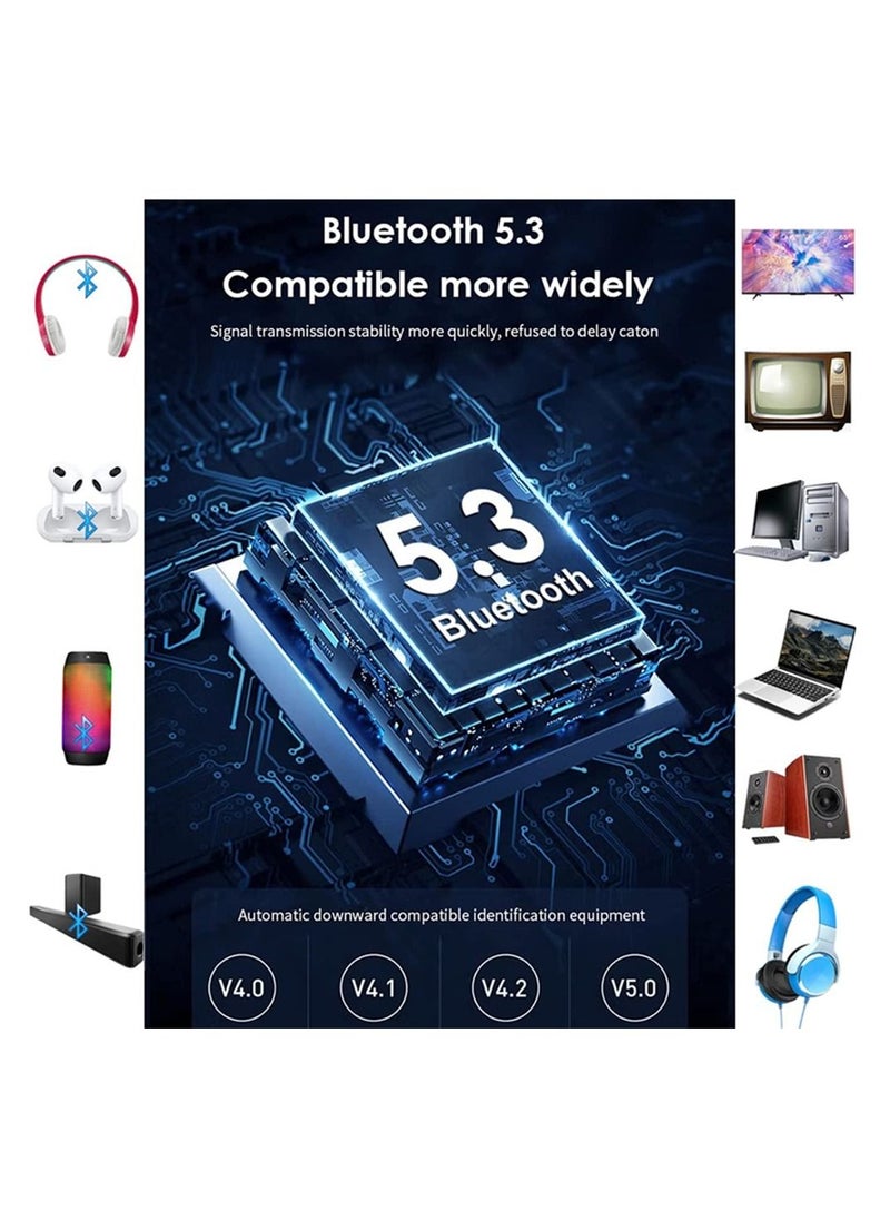 SYOSI SYOSI, Bluetooth 5.3 Audio Adapter, 2 in 1 Bluetooth Wireless AUX Receiver 1 Drag 2 for TV, Wireless Music Transmitter for Headphones Speakers, Car, Home Stereo System  - Image 4