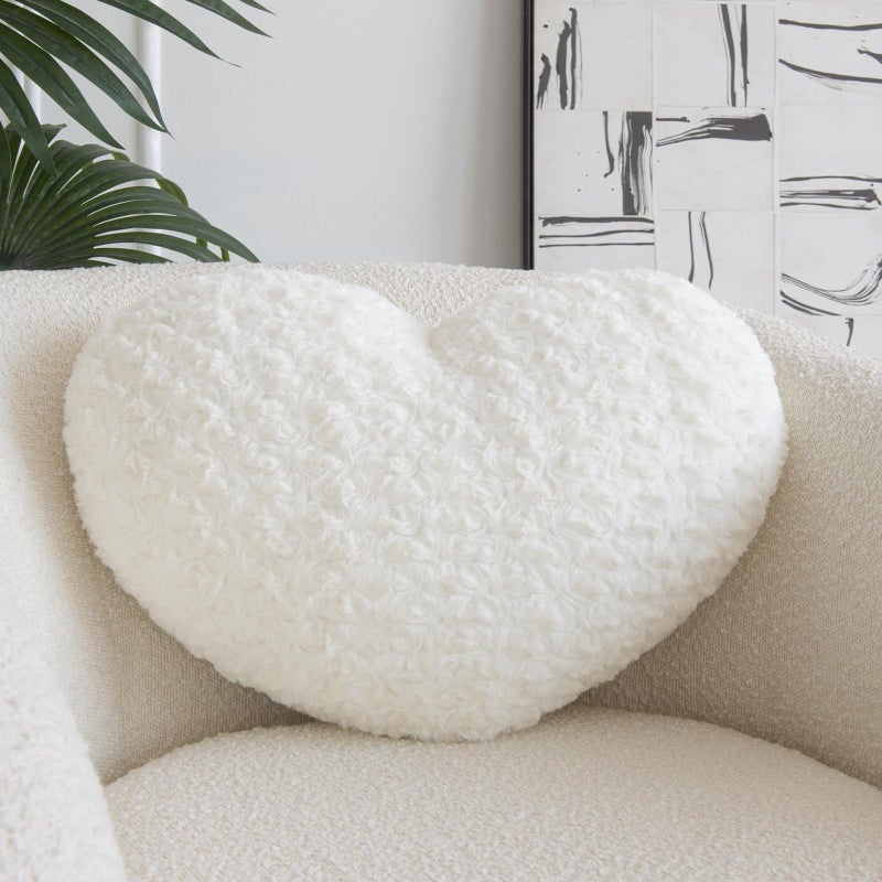 ZCNYCLAM Heart Pillow Soft Heart Shaped Pillow with Room Decorative Throw Pillows for Bed Couch Chair Sofa Heart Shaped Cute Throw Pillow Cushion for Bedroom Living Room Ivory White Mini 129 x 98 - Image 2