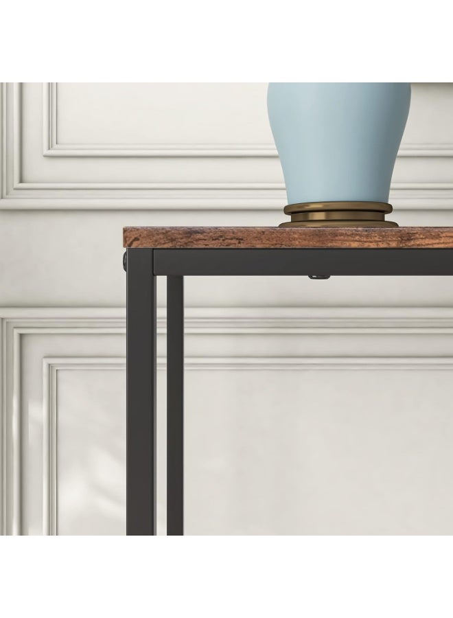 طاولة كونسول نحيفة 105.5 سم – طاولة مدخل ضيقة، طاولة خلف الأريكة للممر وغرفة المعيشة بتصميم صناعي مع إطار معدني وسطح خشبي - Image 4