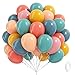 Leraqertra 60pcs Boho Rainbow Balloons Assorted Colors 12inch with Slate Dusty Blue Mustard Yellow Pink Nude Colorful Balloons for Baby Shower Flower Groovy One Two Birthday Party Decorations - Image 2