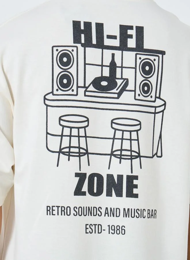 Styli Styli Men Cream Front and Back Print Oversized T-Shirt