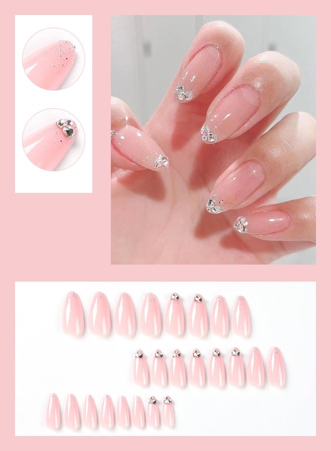 24Pcs Soft Gel Press-On Nails - Seamless, No Fade, Short Salon-Like Pink Nails for Women & Girls in the Middle East - Image 1