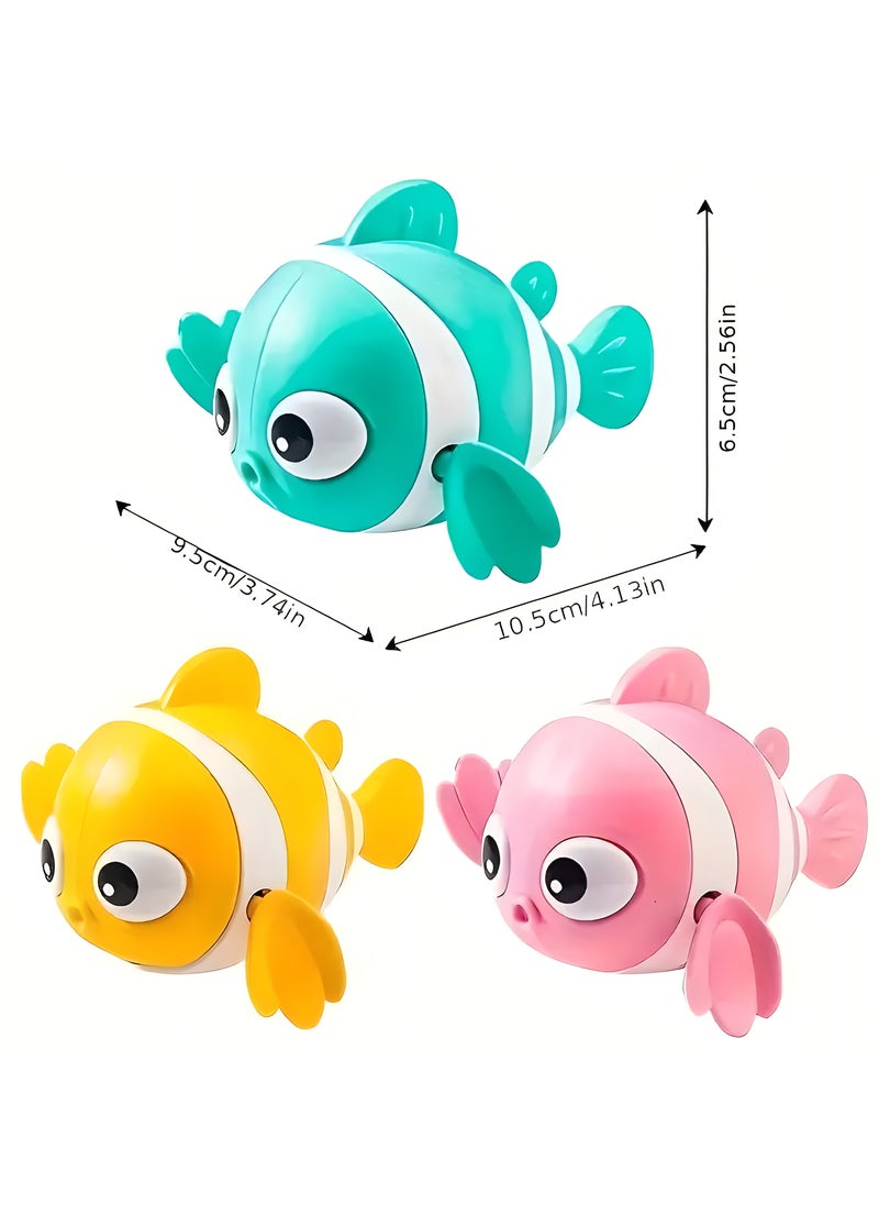 LIXADA 3-Piece Floating Kids Bath Toy: Wind-Up Swimming Clown Fish Floating Water Toy Clockwork Bathtub Toys for Kids, Cute Pool Toys for Birthday Gifts, Random Color, Gift for Kids Age 3+ (Blue/Yellow/Pink)  - Image 2