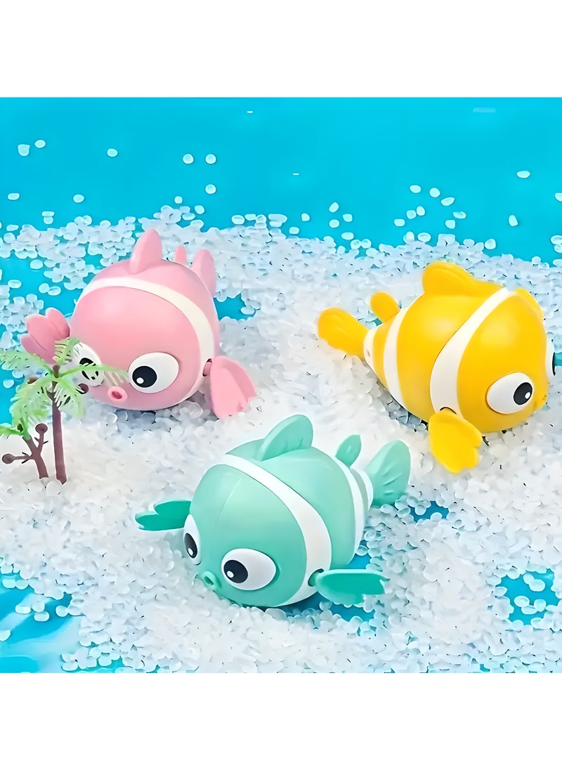 LIXADA 3-Piece Floating Kids Bath Toy: Wind-Up Swimming Clown Fish Floating Water Toy Clockwork Bathtub Toys for Kids, Cute Pool Toys for Birthday Gifts, Random Color, Gift for Kids Age 3+ (Blue/Yellow/Pink)  - Image 3