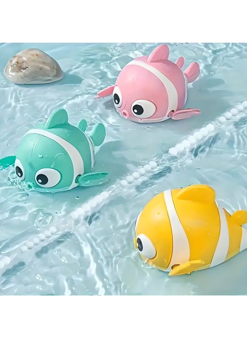LIXADA 3-Piece Floating Kids Bath Toy: Wind-Up Swimming Clown Fish Floating Water Toy Clockwork Bathtub Toys for Kids, Cute Pool Toys for Birthday Gifts, Random Color, Gift for Kids Age 3+ (Blue/Yellow/Pink)  - Image 4