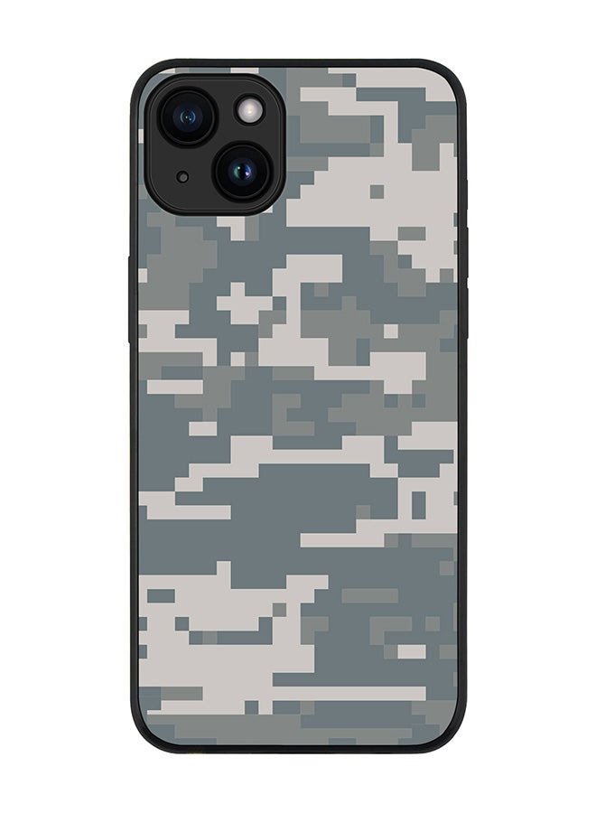 Stylizedd Cover for iPhone 15 Plus Case Rugged Black Slim fit Soft Flexible Anti Drop TPU Gel Thin Protective Phone Cases - Digital Camo - Image 1