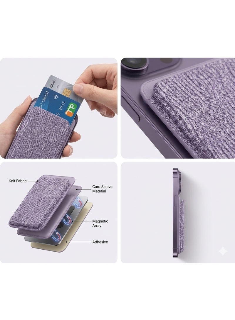 EYEZOOP Magnetic Wallet for iPhone, Premium Knit Fabric Card Holder with Ultra-Strong Magnetic Array, Slim Phone Wallet Holds Up to 3 Cards - Image 3