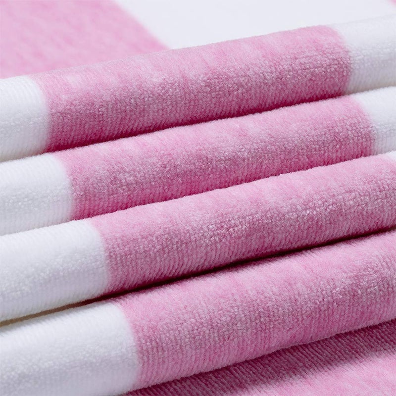 HENBAY Cotton Oversized Beach Towel - Large 70 x 35 Inch Pool Towel, Rose Red Striped Quick Dry Swimming Cabana Towel - Image 2
