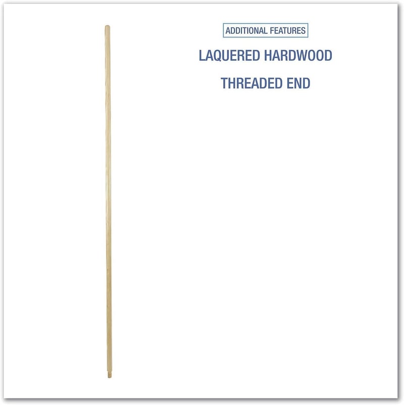 boardwalk Threaded End Broom Handle, Lacquered Wood, 0.94" dia x 60", Natural - Image 3