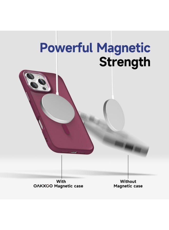 ACLIX Matte Magnetic case for iPhone 16 Pro , High Grade Drop Protection with Shockproof Strip, Translucent Matte Back Phone Case (Deep Red) - Image 3
