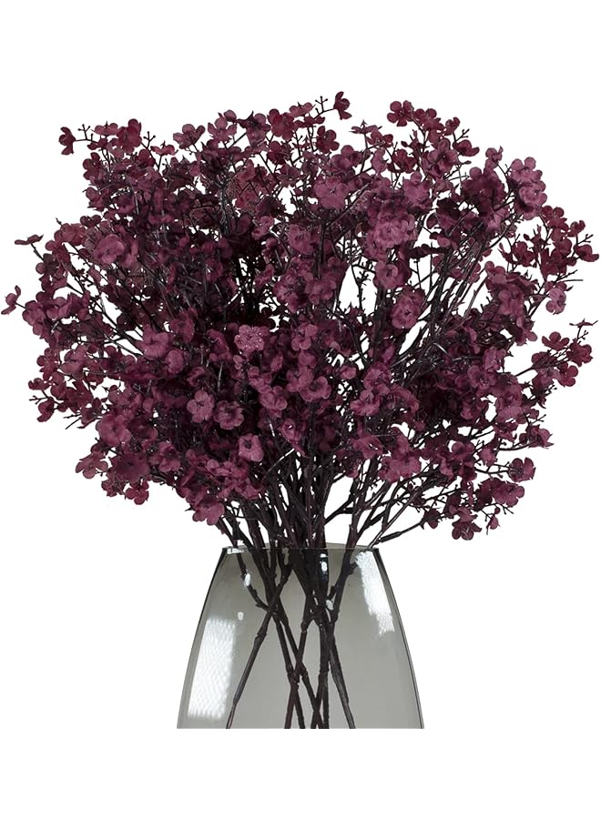 erorex Babys Breath 8 Bundle Real Touch Artificial Flowers Fake Silk Flower Gypsophila Wedding Party Decoration Home Decor Burgundy - Image 1