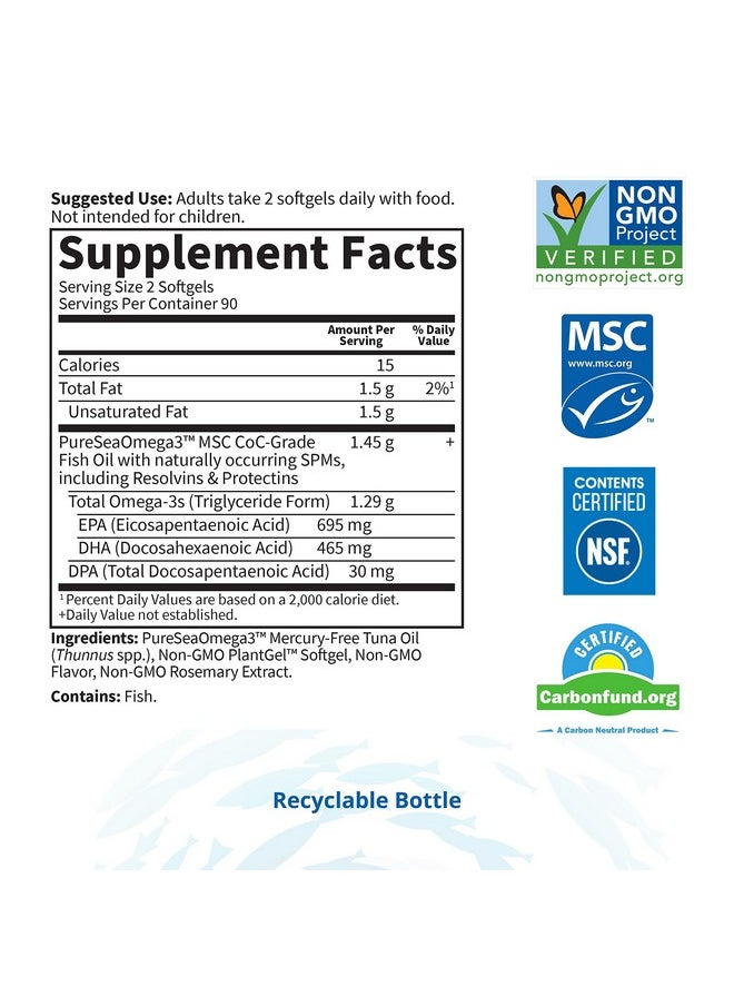 Garden of Life - Dr. Formulated Advanced Omega Fish Oil Lemon 1290Mg Epa Dha + Dpa In Triglyceride Form Single Source Omega 3 Supplement For Ultimate Brain & Heart Health Nongmo 180 Softgels - Image 1