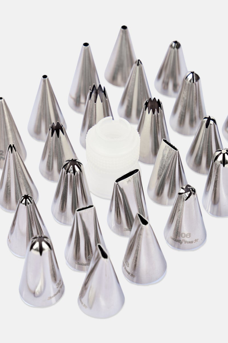 KitchenCraft Sweetly Does It Icing Nozzle 28 Piece Set, Silver - Image 3