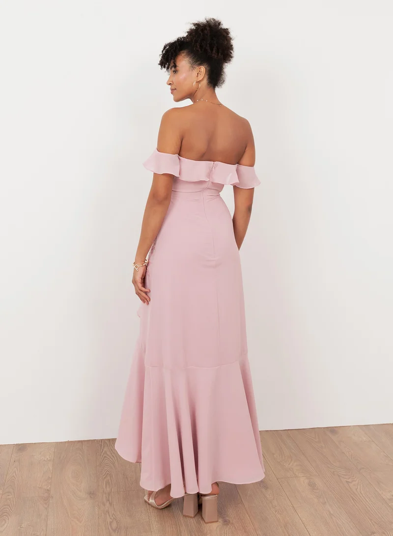Maya Floral Embellished Wrap Bardot Midaxi