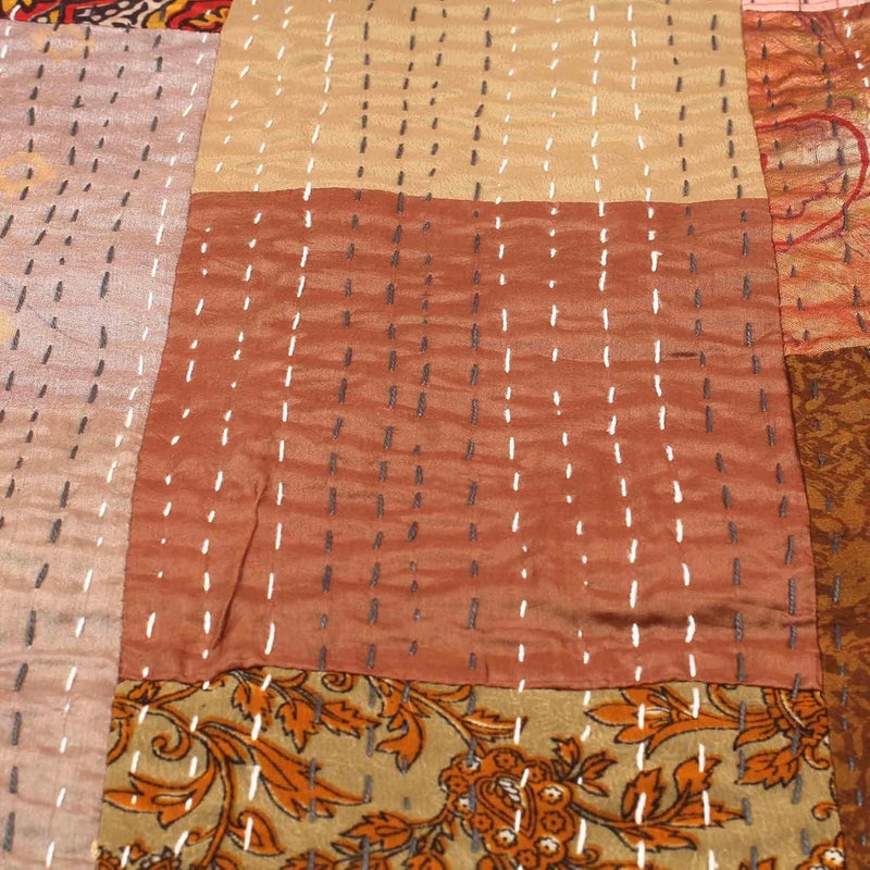 BOHEKANT Handicraft Silk Kantha Quilt Kantha Bed Cover Handmade Kantha Bedspread Kantha Blanket Throw03 Twin 60x90 Inches Single Bed - Image 3