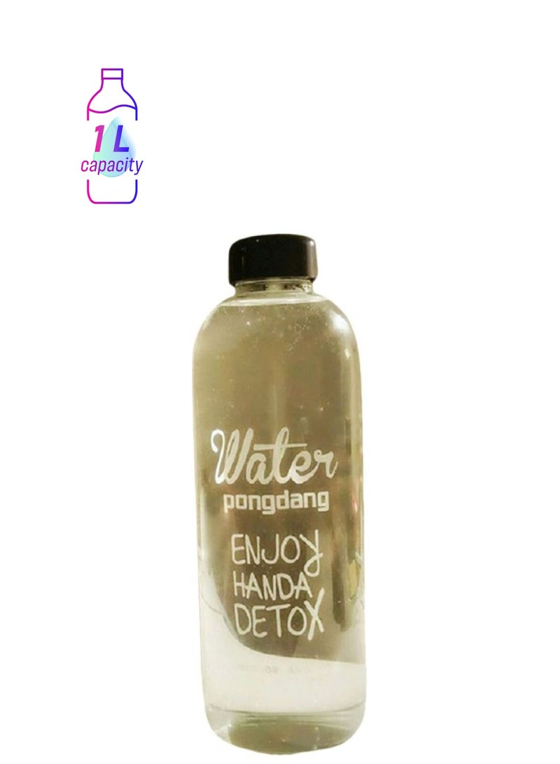 Portable Sport Travel Water Bottle Clear 1Liters - Image 1