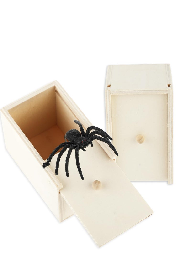 SYOSI 2 Pcs Original Spider Prank Box, Handcrafted Wooden Spider Money Surprise Box Halloween Pranks Stuff Toys for Adults Kids  - Image 1